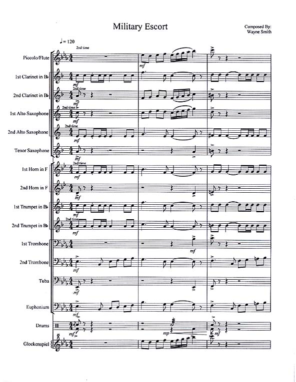 What are some good sheet music scores for marching bands?